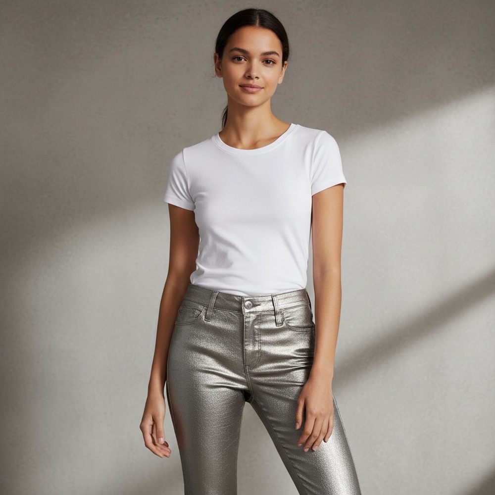 Fidelity Denim Stevie Mid Rise Skinny Jeans in Granite foil